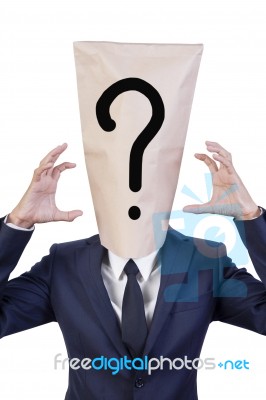 Businessman Cover His Head With Bag Stock Photo