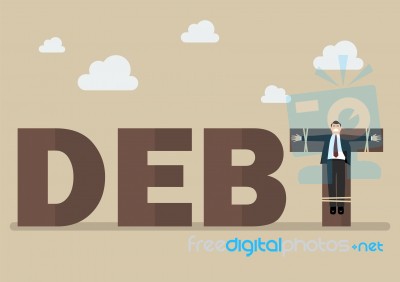 Businessman Crucified On Debt Stock Image