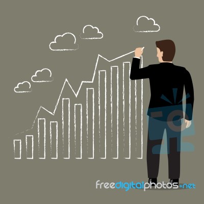 Businessman Drawing Positive Trend Graph Stock Image