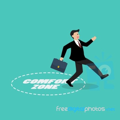 Businessman Exit From Comfort Zone Stock Image