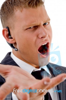 Businessman Expressing Frustration Stock Photo