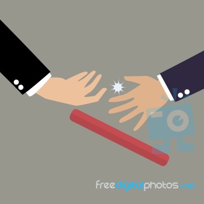 Businessman Fail To Passing The Baton In A Relay Race Stock Image