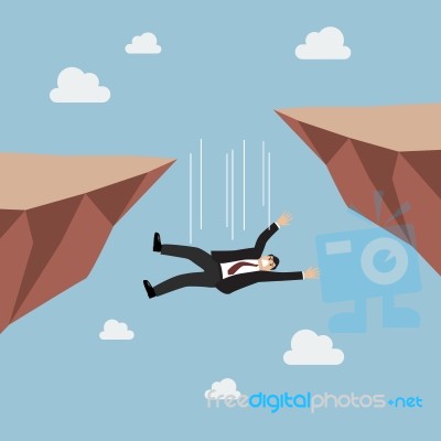 Businessman Falling Abyss Stock Image