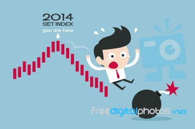 Businessman Falling From Graph Stock Image