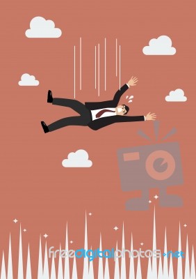 Businessman Falling To The Needle Stock Image