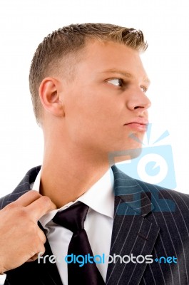 Businessman Feeling Hot Stock Photo