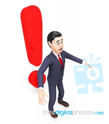 Businessman Feels Shock Indicates Exclamation Mark And Amaze Stock Image