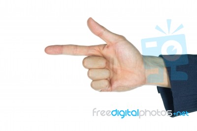 Businessman Finger Gun Isolated On White Stock Photo