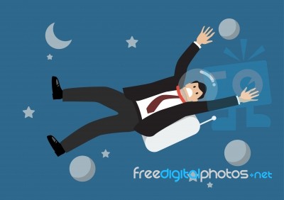 Businessman Floating In The Space Stock Image