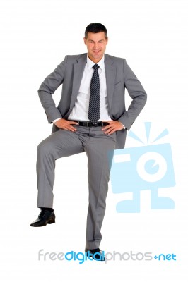 Businessman Foot On Step Stock Photo