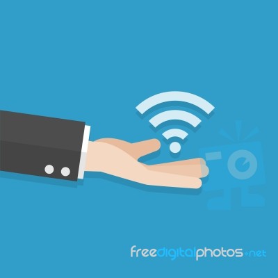 Businessman Han Give Wireless Signal Stock Image