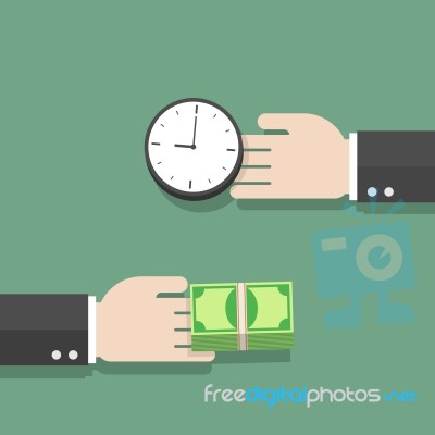 Businessman Hand Exchanging Time And Money To Each Other Stock Image