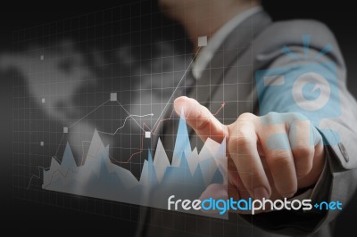 Businessman Hand Touching Chart Stock Photo