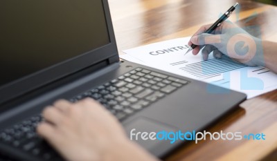 Businessman Hand Working With New Modern Computer And Business S… Stock Photo