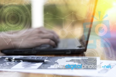 Businessman Hand Working With New Modern Computer And Business S… Stock Photo