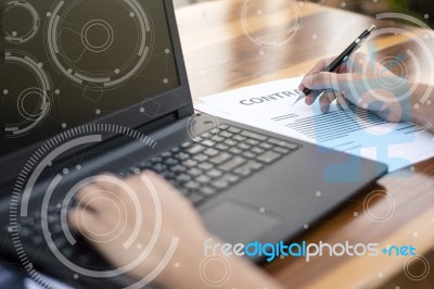 Businessman Hand Working With New Modern Computer And Business S… Stock Photo