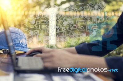 Businessman Hand Working With New Modern Computer And Business T… Stock Photo