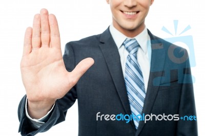 Businessman Hands Showing Stop Sign Stock Photo