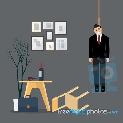 Businessman Hang Himself In His Room Stock Image