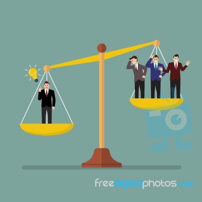 Businessman Has An Idea On Scales Stock Image