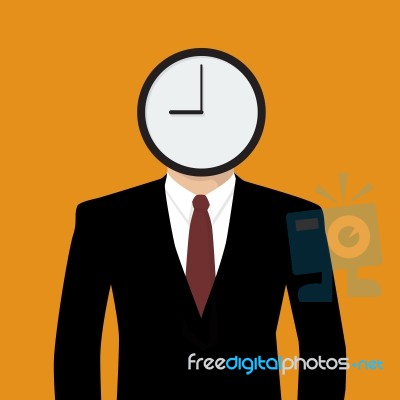 Businessman His Head Is A Clock Stock Image