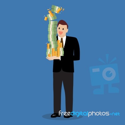 Businessman Holding A Lot Of Money Stock Image