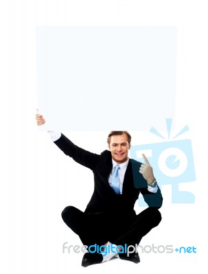 Businessman Holding Blank Board Stock Photo