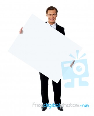 Businessman Holding Blank Board Stock Photo