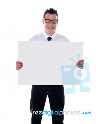 Businessman Holding Blank Board Stock Photo