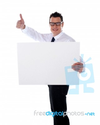 Businessman Holding Blank Board Stock Photo