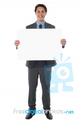 Businessman Holding Blank Board Stock Photo