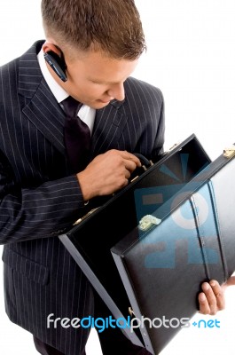 Businessman Holding Briefcase Stock Photo