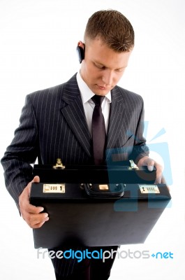 Businessman Holding Briefcase Stock Photo