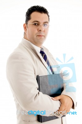 Businessman Holding Files Stock Photo