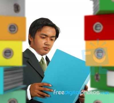 Businessman Holding Folder File Stock Photo