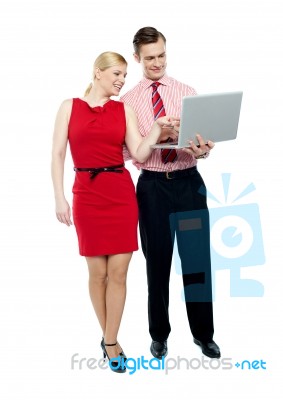 Businessman Holding Laptop Stock Photo