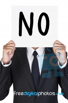 Businessman Holding No Card Stock Photo