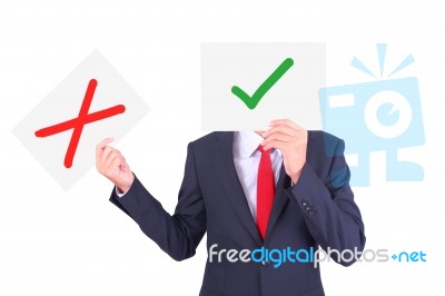 Businessman Holding Paper Stock Photo