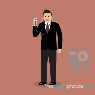 Businessman Holding Stethoscope Stock Image