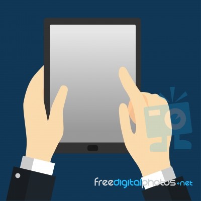 Businessman Holding Tablet- Flat Design Stock Image