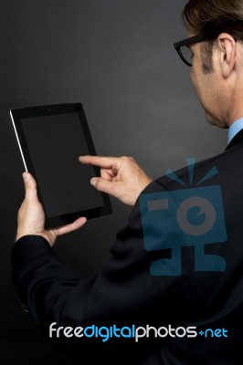 Businessman Holding Tablet Pc Stock Photo