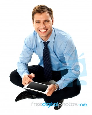 Businessman Holding Tablet Pc Stock Photo