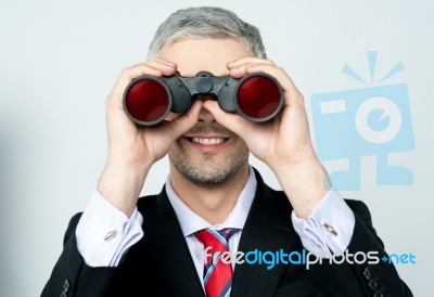 Businessman Hunting Talents Stock Photo