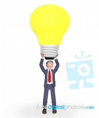 Businessman Idea Represents Light Bulb And Character 3d Renderin… Stock Image