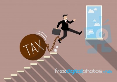 Businessman Jumping To Success With Heavy Tax Stock Image