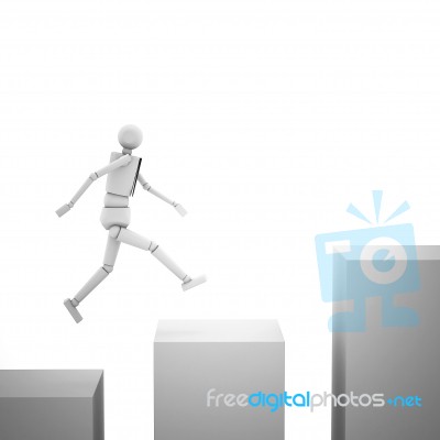 Businessman Jumping Up To A Higher Cube Stock Image