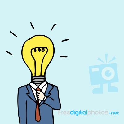 Businessman Lightbulb Head Stock Image