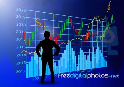 Businessman Looking At The Graph Stock Image