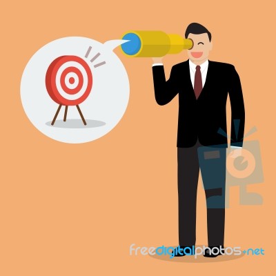 Businessman Looking For Business Target Stock Image