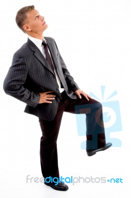 Businessman Looking Upward Stock Photo